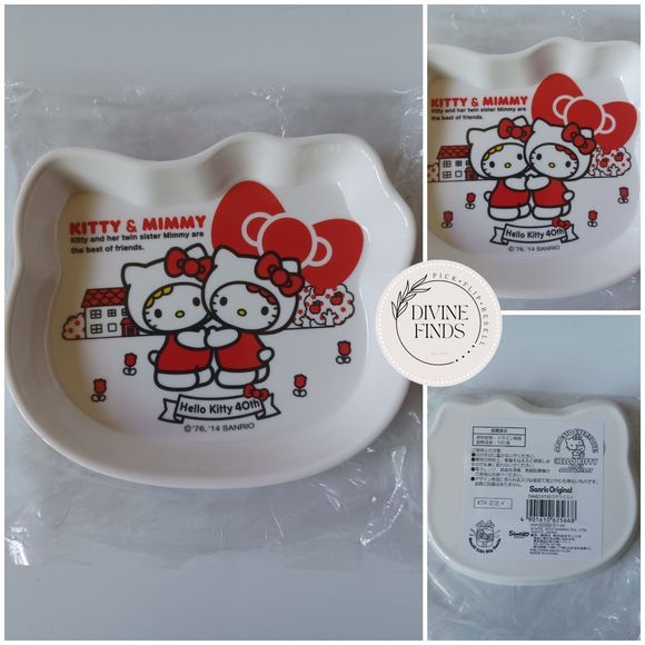 NEW Sanrio Hello Kitty 40th Anniversary KITTY AND MIMMY Plate Rare Plate Dish - Picture 1 of 11